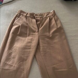 A&F Tan Pleated Trousers
